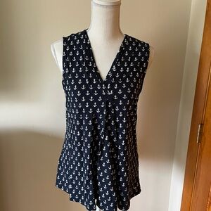Tommy Hilfiger Navy Anchor Print Sleeveless Top
